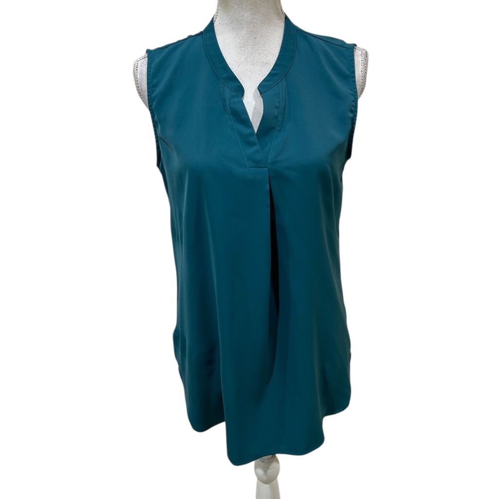 Timeson Sleeveless Teal Green Split Neck Blouse Polyester Size Medium